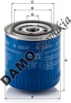 Olejový filter MANN FILTER W 920/47