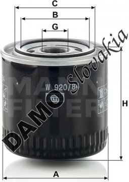 Olejový filter MANN FILTER W 920/84