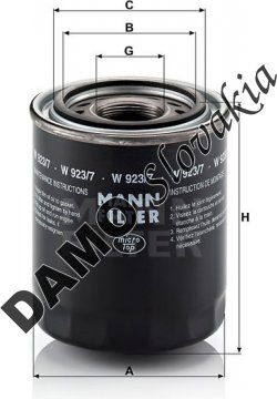 Olejový filter MANN FILTER W 923/7