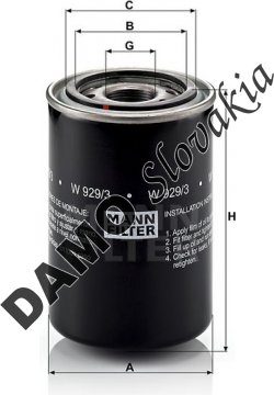 Olejový filter MANN FILTER W 929/3