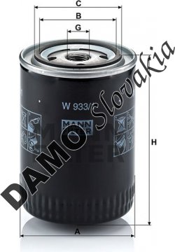 Olejový filter MANN FILTER W 933/1