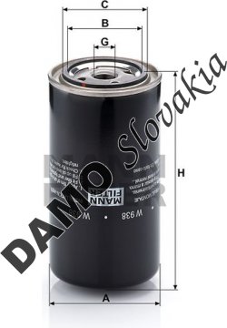 Olejový filter MANN FILTER W 938