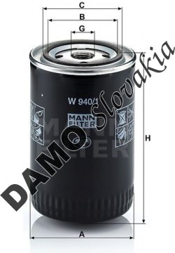 Olejový filter MANN FILTER W 940/1