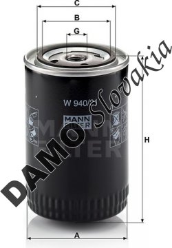 Olejový filter MANN FILTER W 940/21