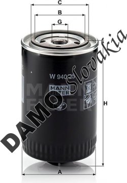 Olejový filter MANN FILTER W 940/25