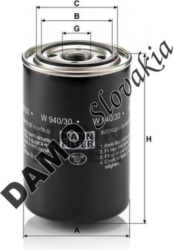 Olejový filter MANN FILTER W 940/30