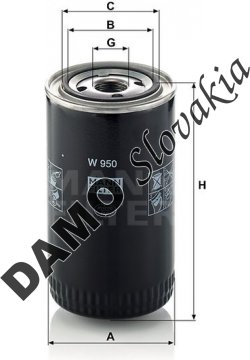Olejový filter MANN FILTER W 950