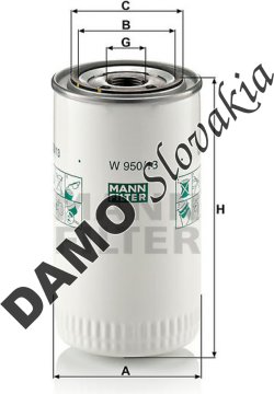 Olejový filter MANN FILTER W 950/13