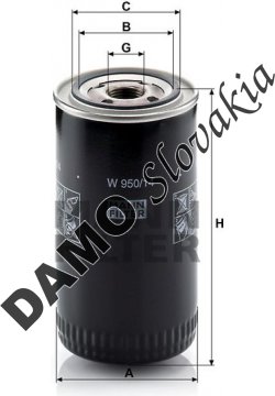Olejový filter MANN FILTER W 950/14