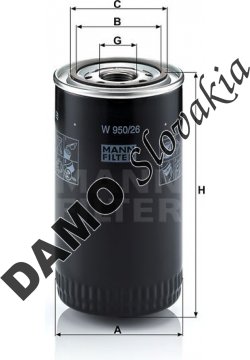 Olejový filter MANN FILTER W 950/26