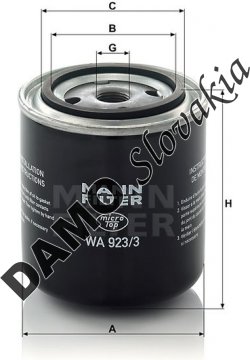 Filter chladiacej kvapaliny MANN FILTER WA 923/3