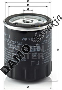 Palivový filter MANN FILTER WK 716
