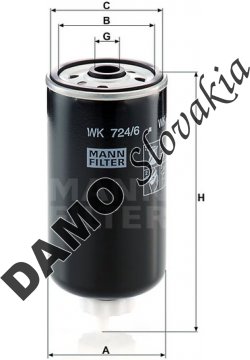 Palivový filter MANN FILTER WK 724/6