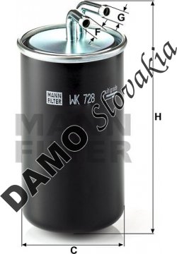 Palivový filter MANN FILTER WK 728