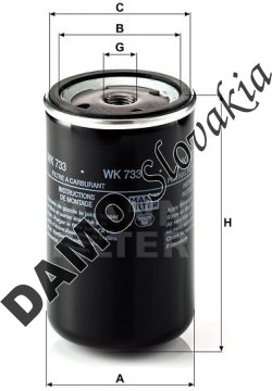 Palivový filter MANN FILTER WK 733