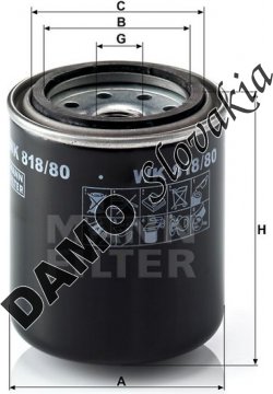 Palivový filter MANN FILTER WK 818/80