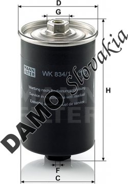 Palivový filter MANN FILTER WK 834/1