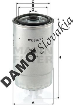 Palivový filter MANN FILTER WK 854/7