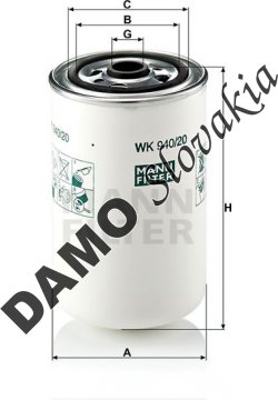 Palivový filter MANN FILTER WK 940/20