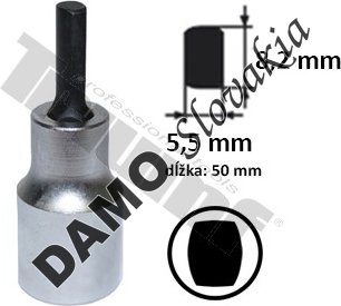Rozťahovacia hlavica 1/2" vstup šírka 5,5 - 8,2 mm, L = 60 mm