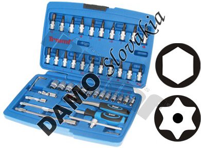 Gola sada  1/4 ", rozsah 4-14mm, 46-dielna, 6 - hranne hlavice, vŕtané torxy,  Triumf®