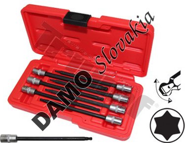 Sada 1/4" dlhých nadstavcov Torx profil s guličkou