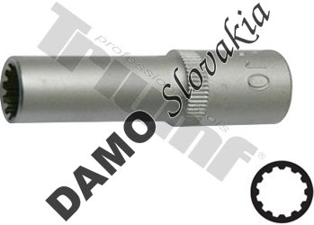 Hlavica 1/4" vstup, univerzálny profil,  predĺžená 9 mm