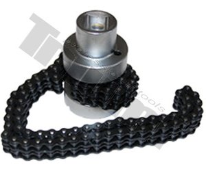 Kľúč na olejové filtre,rozsah  60-110mm. Dvojitá reťaz a vstup pre 1/2" račňu