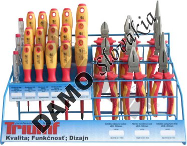 Stojan elektrikárskych klieští a skrutkovačov