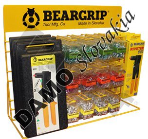 Naplnený drôtený stojan BEARGRIP nity a nitovačky