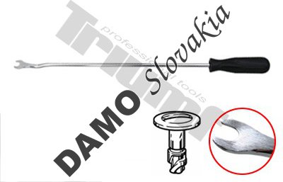 Demontážny prípravok vidlička  na malé plastové klipy 8x500mm.Crv driek ,PVC rukoväť