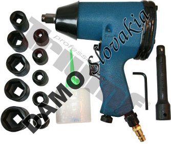 Uťahovák pneumatický 1/2" s nástavcami, 9 - 27 mm, 320 nm
