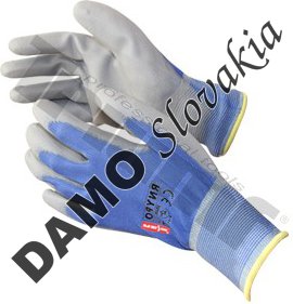 Rukavice pracovné, jemný úplet, pogumované veľkosť 9