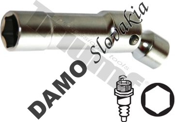 Hlavica 3/8" x 16mm, 6hr. sviečková výkyvná, dĺžka 100mm