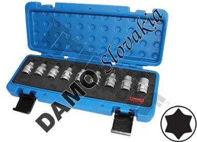 Sada 1/2" nadstavcov Torx na koľajnici, 9 dielna