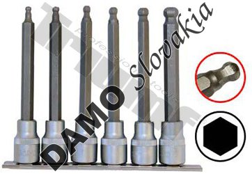 Hlavice 1/2" inbus 5-12mm zakončené guličkou 6ks