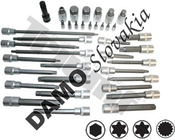 Komplexná zostava bitov v 1/4", 3/8" a 1/2" hlaviciach, 38 - dielna
