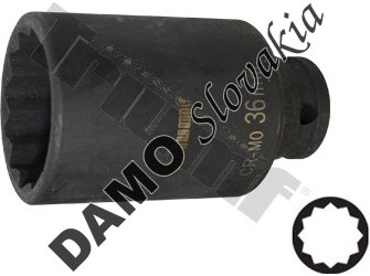 Hlavica predĺžená 12 - hranná, 1/2" vstup 36 mm