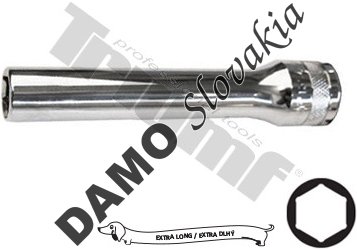 Extra predĺžená hlavica 1/2", 6-hran  vstup, 12 x120 mm