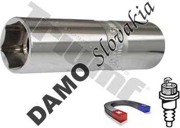 Hlavica sviečková 1/2" s magnetom, 16 mm