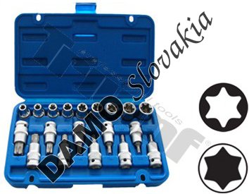 Sada hlavíc E-profil a bitov Torx v 1/2" hlavici, 19 - dielna