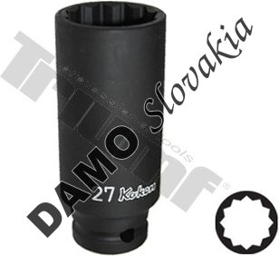 hlavica kovaná 1/2" 12-hran. 27mm, predĺžená, tenkostenná