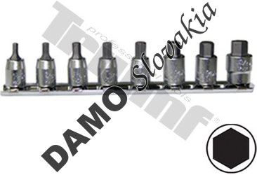 sada palcových inbusákov v 1/4“ hlavici na koľajnici  8-dielna, 1/8 až 3/8"