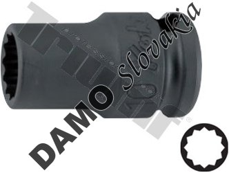 Hlavica kovaná 3/8", 12 hran, tenkostenná, dĺžka 32 mm 19 mm