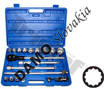 Gola sada 3/4" vstup, 21 - dielna, 12-hranne hlavice