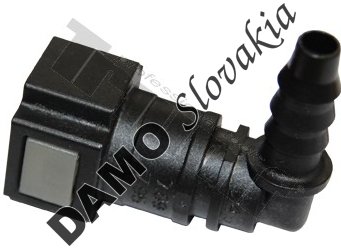 PVC spojka zahnutá 90° -  B2 - samica Ø 7.89mm - samec Ø 6mm, zo sady 39173