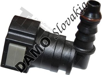 PVC spojka zahnutá 90° -  D2 - samica Ø 9.49mm - samec Ø 6mm, zo sady 39173