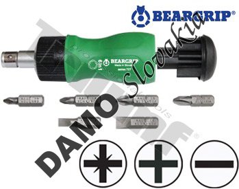 Mini račnový skrutkovač, 12v1, séria 707, červený, Beargrip  (B-T)