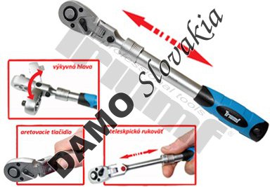 Račňa teleskopická, s nastavovaním uhlu a aretovacím tlačidlom 1/2" - L  345 - 495 mm