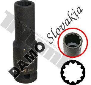 Hlavica kovaná 12 - hranná 1/2" vstup, predĺžená 11 mm